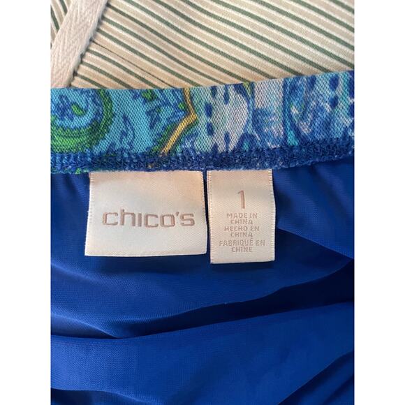 Chicos boho Mandala Blue hippy ruffle skirt LARGE - Picture 3 of 6